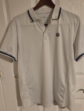 Wimbledon White Polo with Navy and Green Trim Large